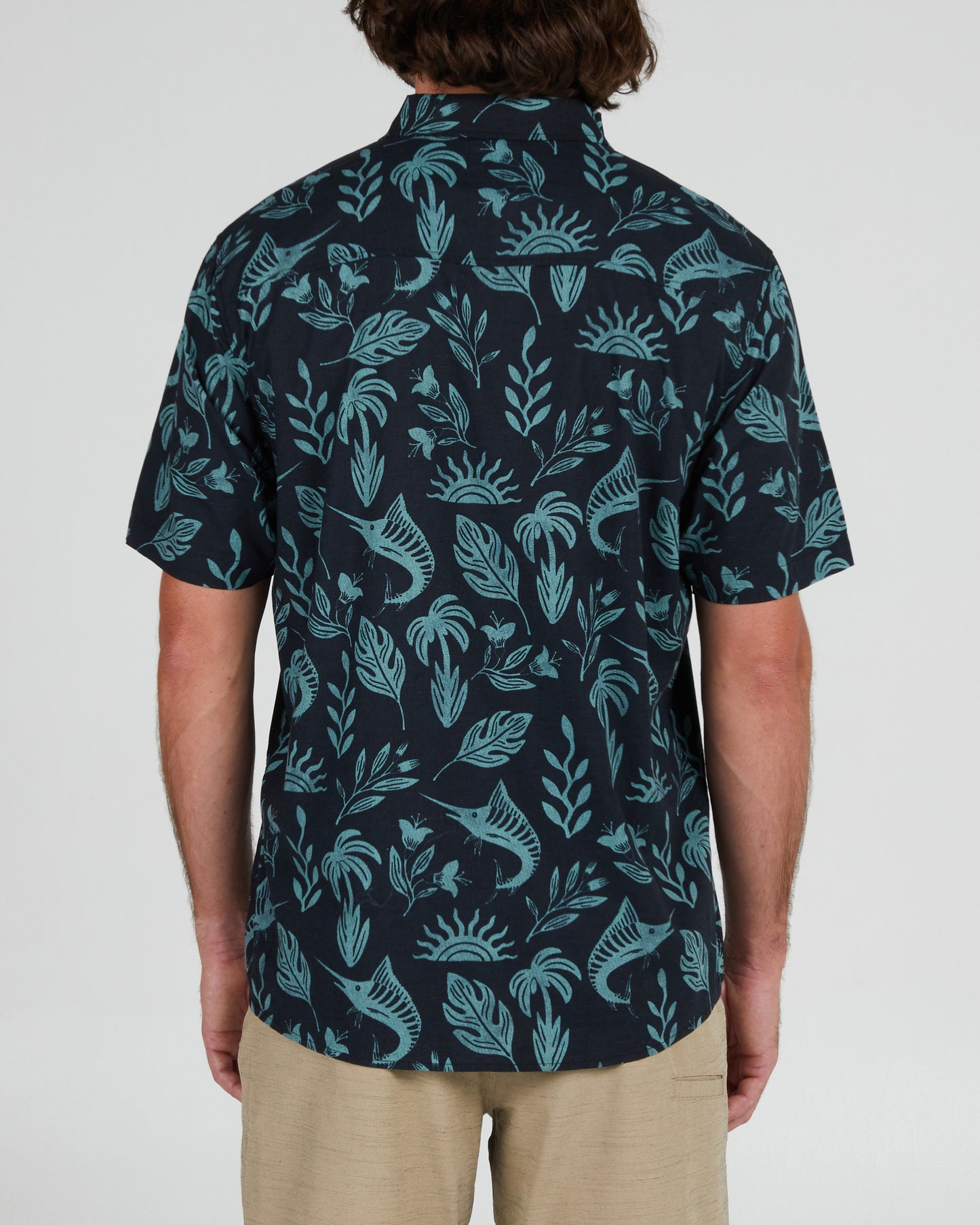 On body back of the Broadbill Black S/S Woven