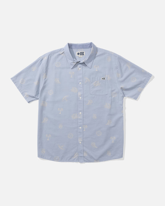 Front view of the Good Vibes Button Up - Blue Fog.