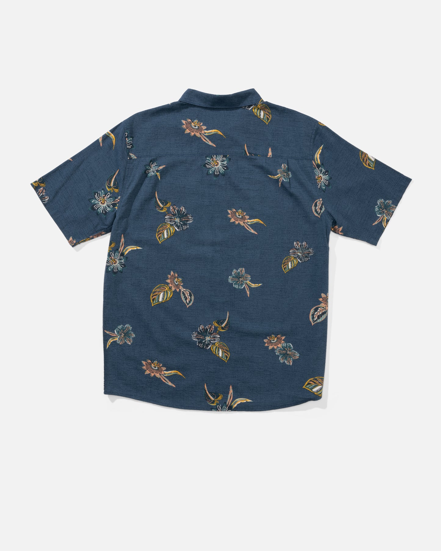 Back view of the Session Ss Button Up - Channel Blue.