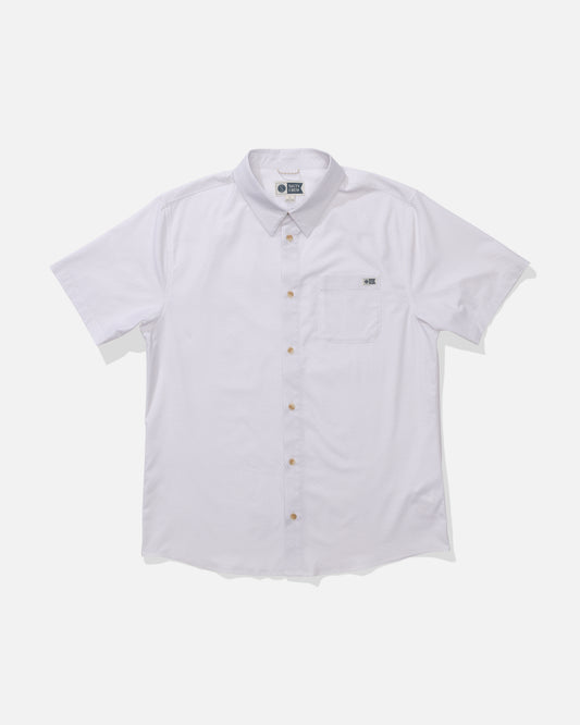 Front view of the Drifter UV Button Up - Natural.