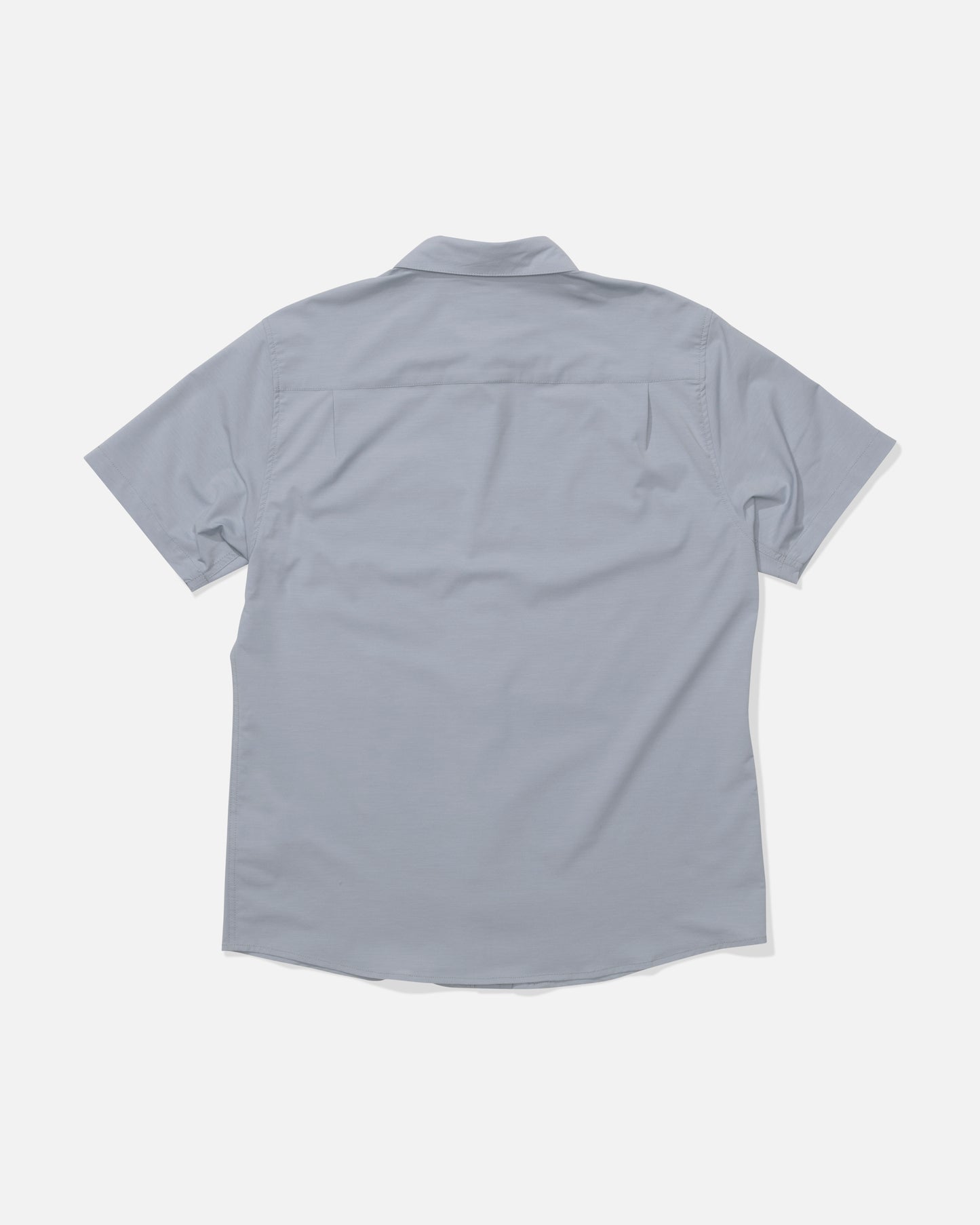 A back view of the Salty Crew Drifter UV Button Up in Quarry, featuring quick dry fabric and UPF 50+ sun protection.