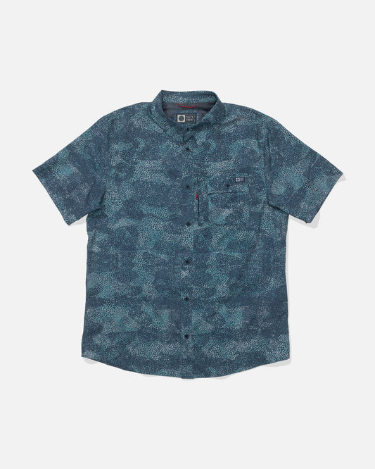 Front view of the Flagship UV Button Up - Dark Navy.