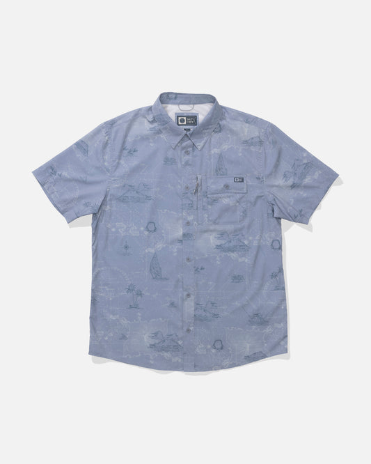 Front view of the Flagship UV Button Up - Tradewinds.