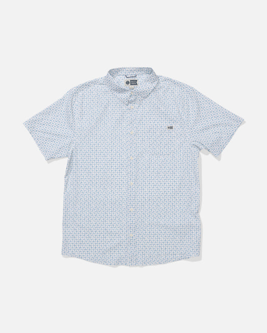 Front view of the Breezer Perforated Button Up - Off White.