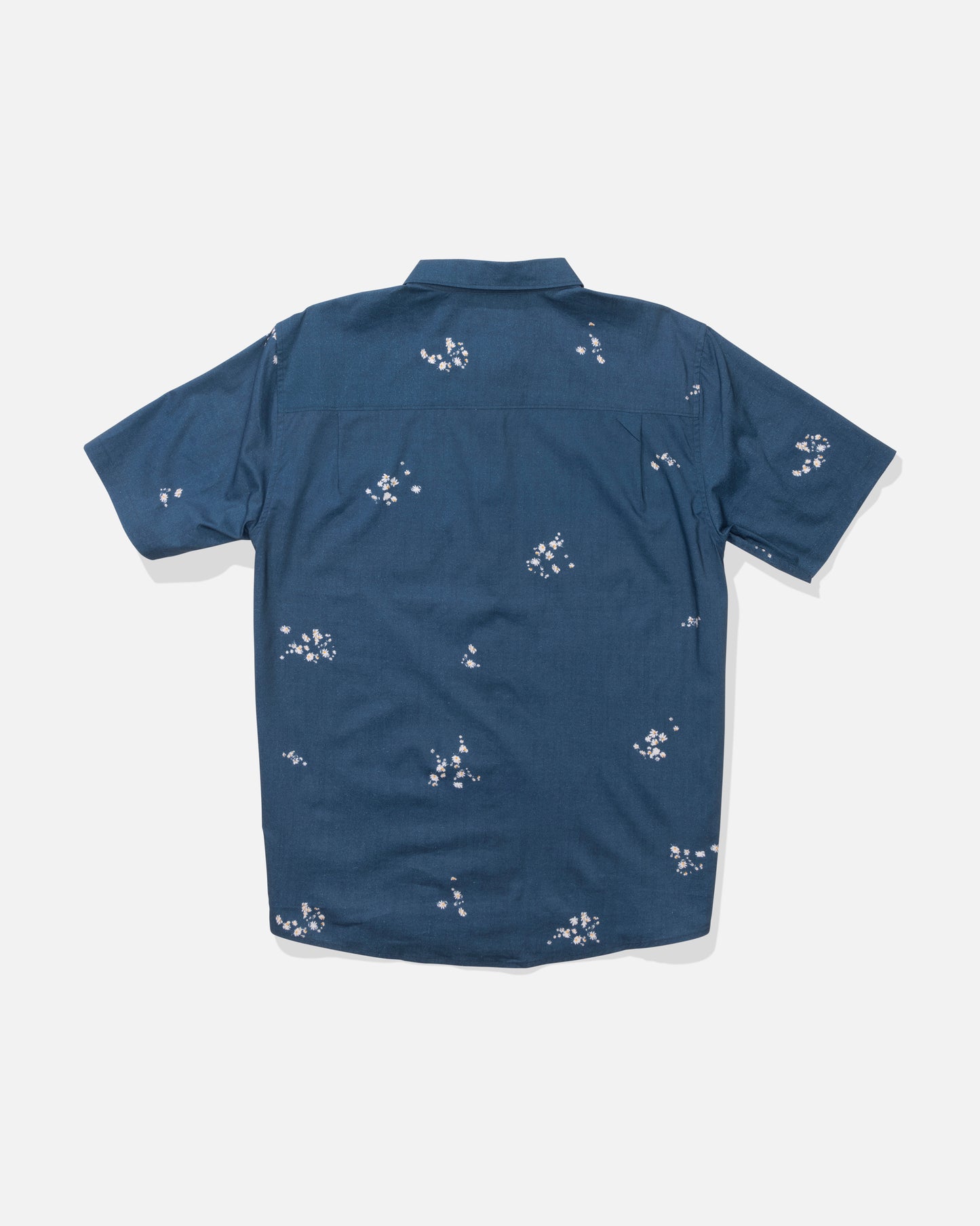 Back view of the Crew Button Up - Mid Blue.