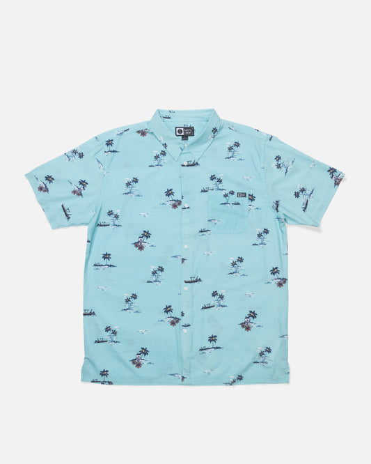 Front view of the Salty Brew Button Up - Mackerel.