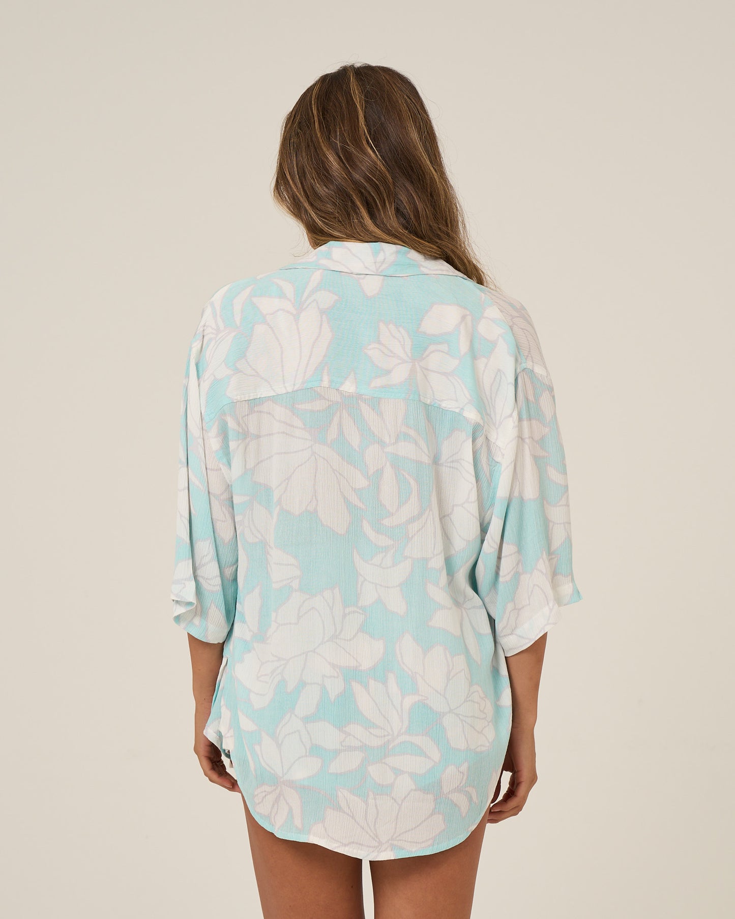 Back view of the Rose Parade Tunic - Aquamarine.