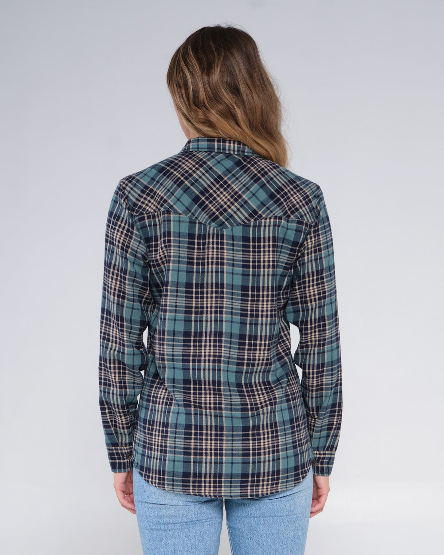 back view of Long Haul Atlantic Green Flannel
