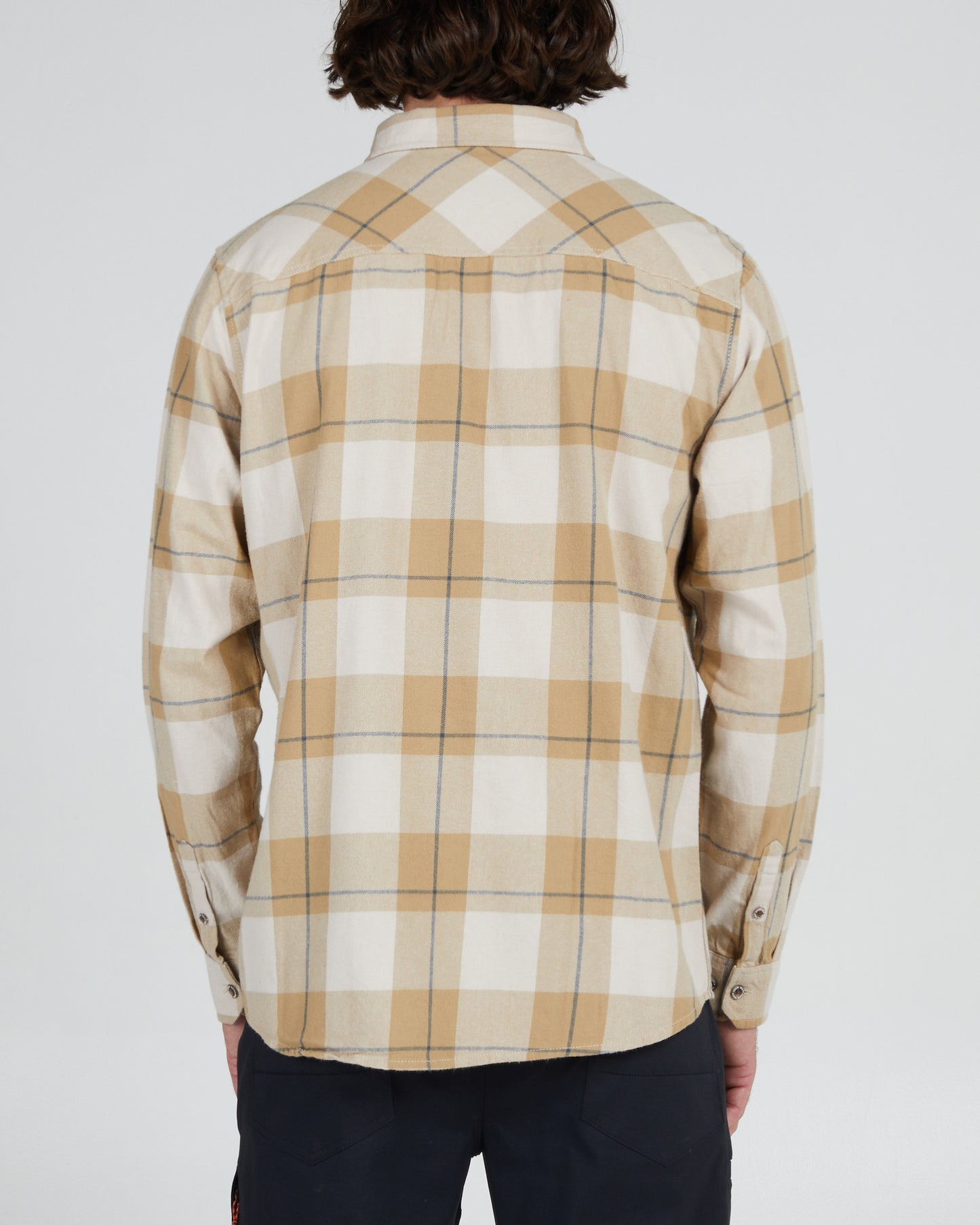 On body back of the First Light Peyote Flannel
