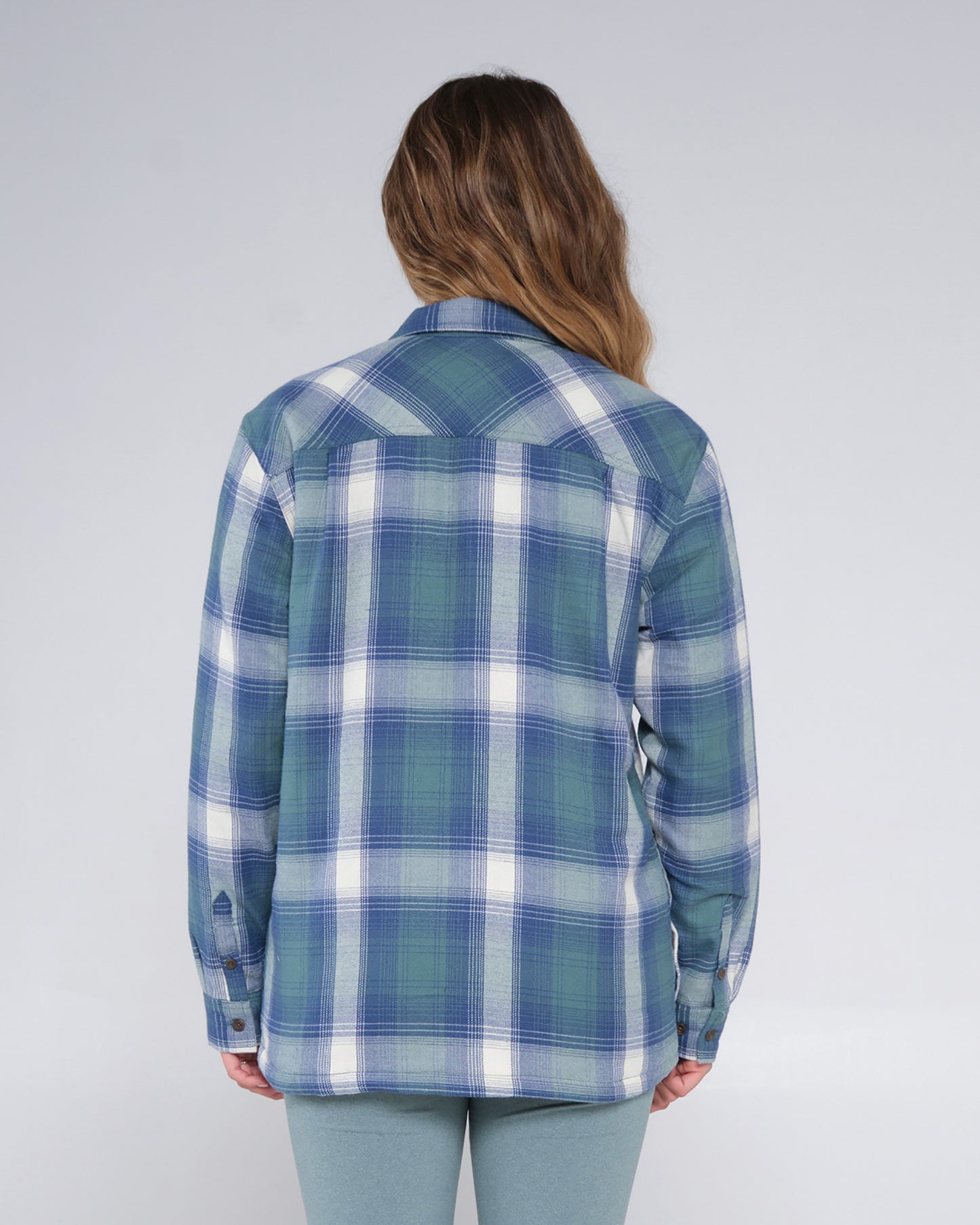 On body back of the Chore Atlantic Green Shacket