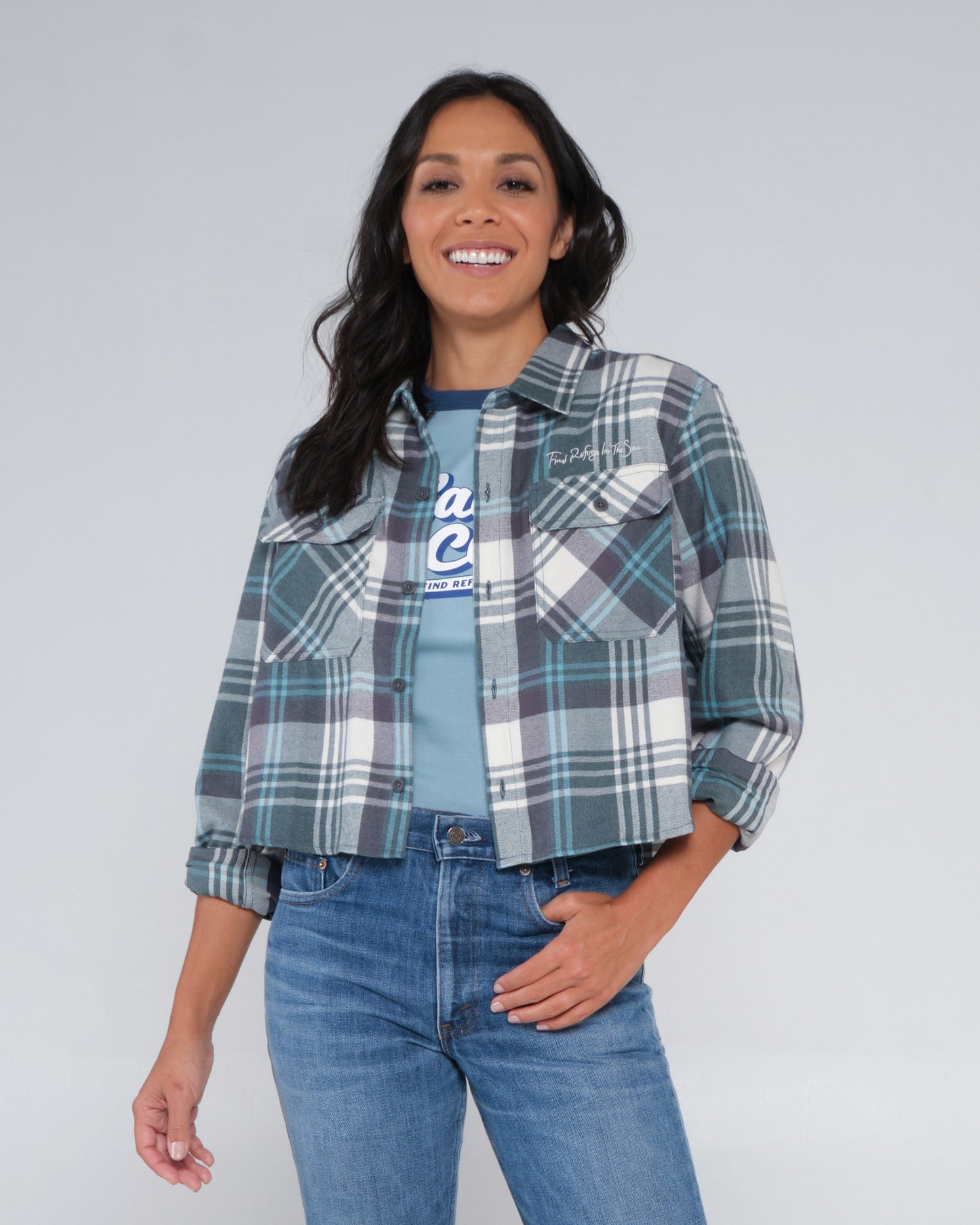 Golden Age Sage Crop Flannel