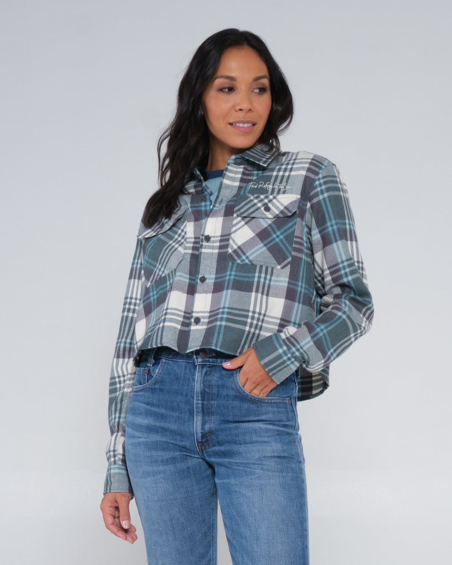 Golden Age Sage Crop Flannel