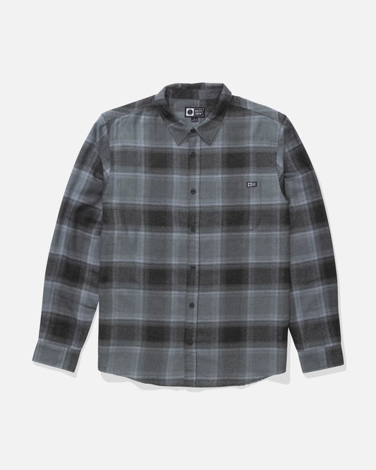 Front view of the Early Bird Flannel - Pirate Black.