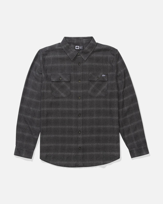 Front view of the Daybreak Flannel - Pirate Black.