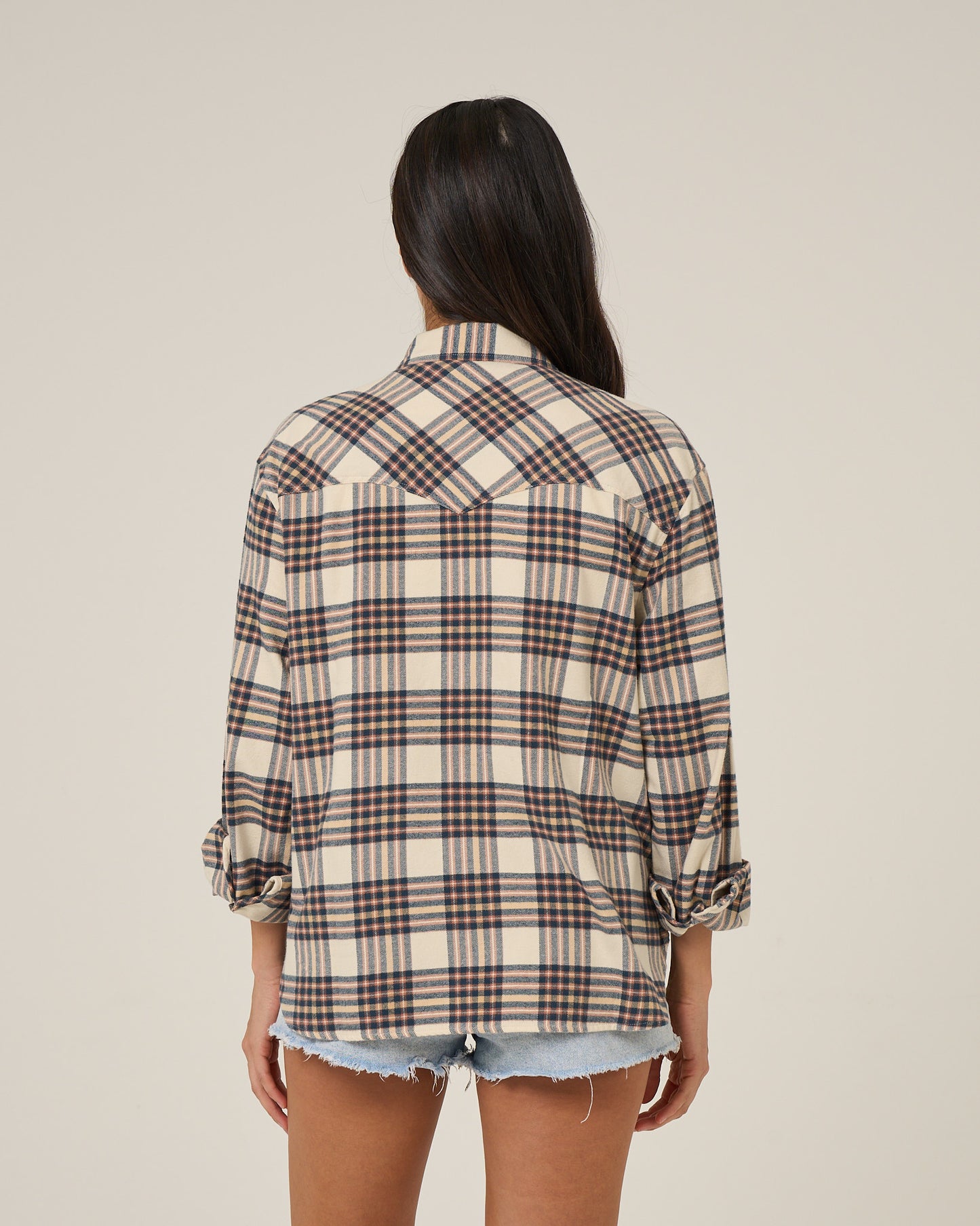 Back view of the Out West Flannel - Birch.