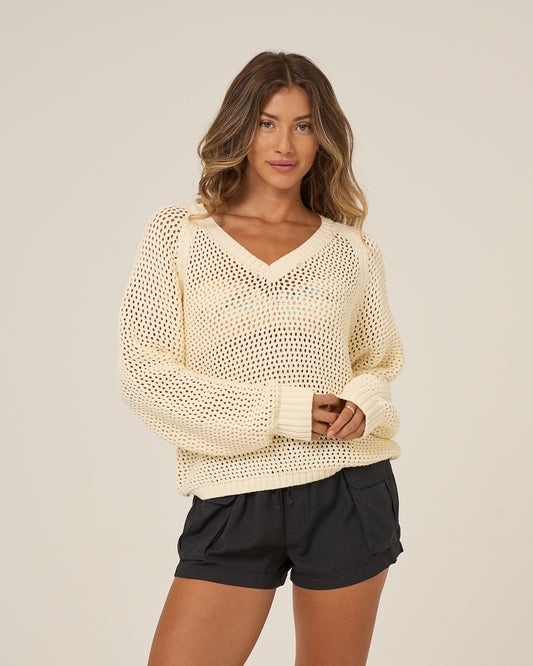 Front view of the Surge Sweater - Off White.