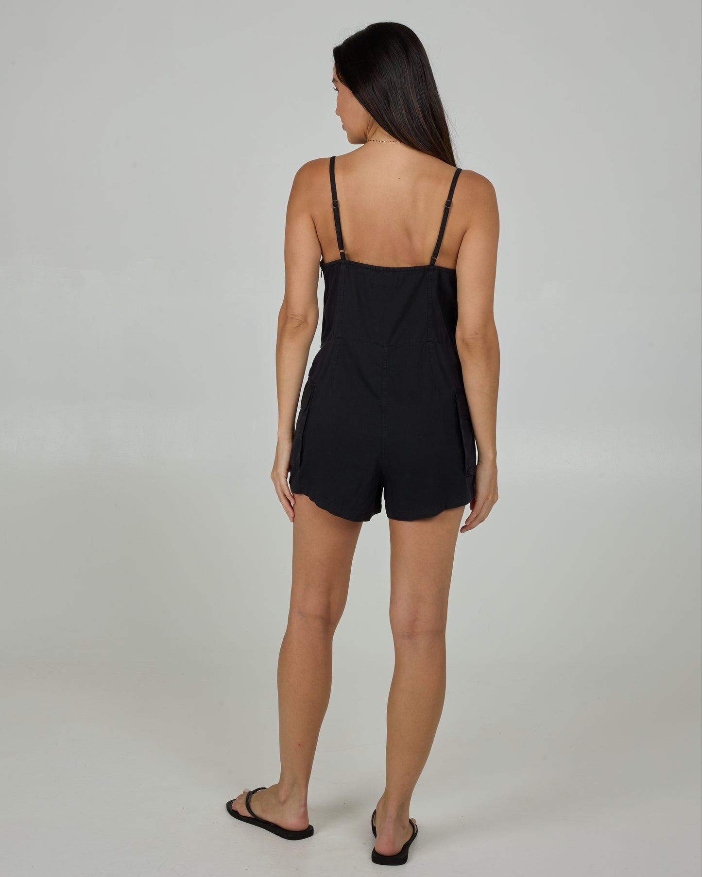 Back view of the Driftwood Romper - Black.