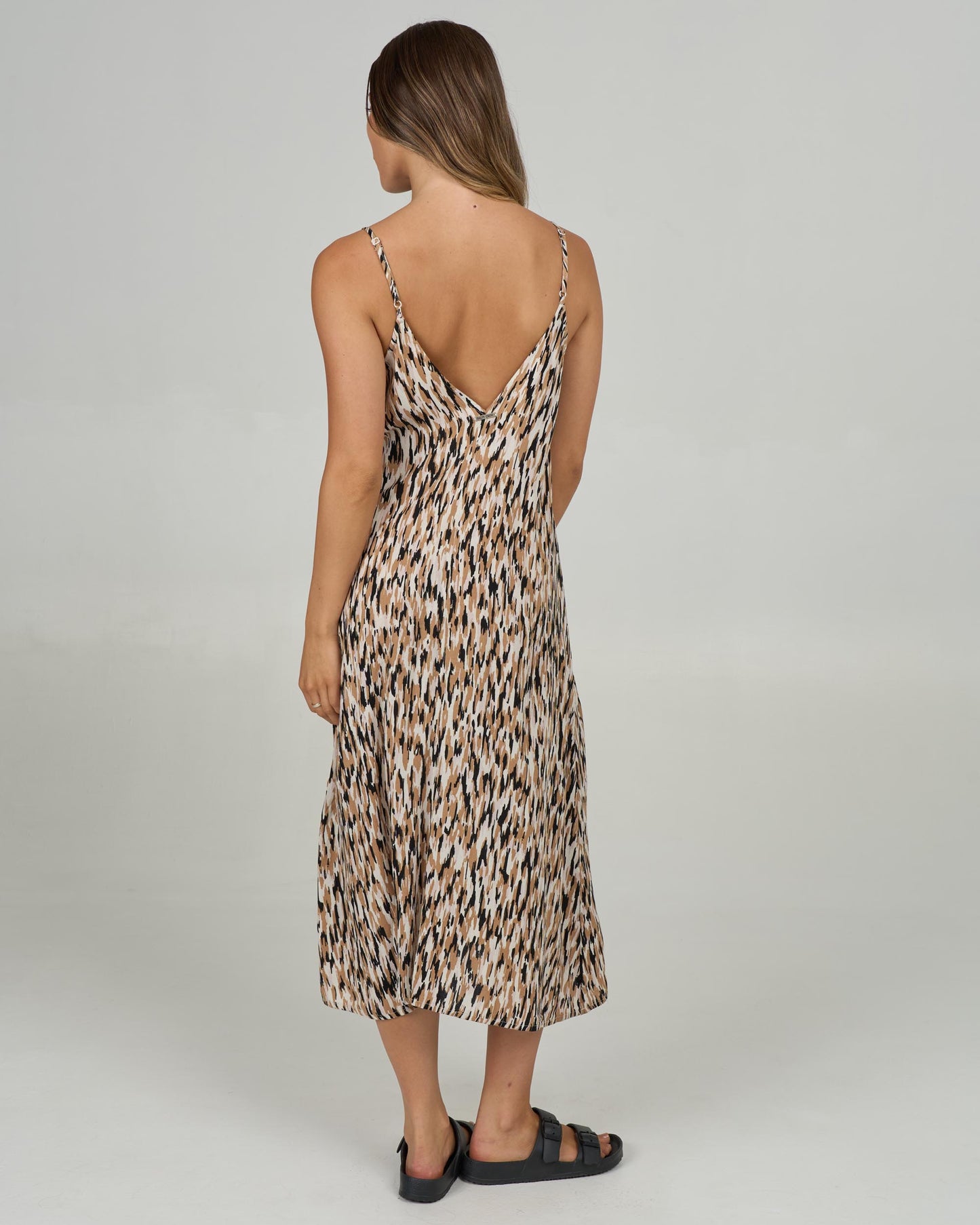 Back view of the Dreamland Midi Dress - Sand Bar.