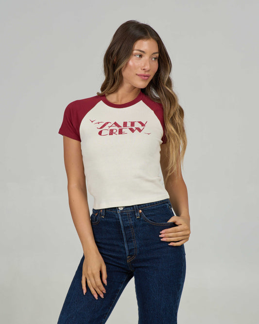 Front view of the Sailor Delight Raglan Tee - Plum.