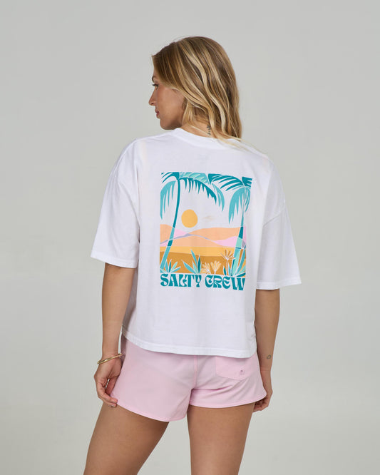 Back view of the Travel Far Skimmer Tee - White.