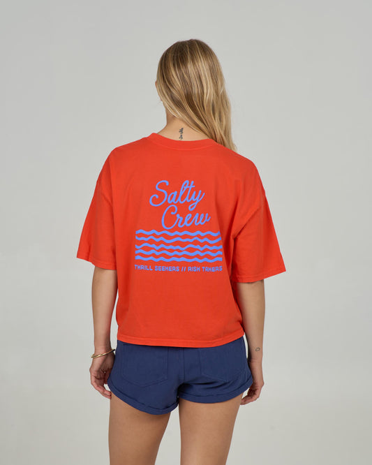 Back view of the Salty Skimmer Tee - Chili Pepper.