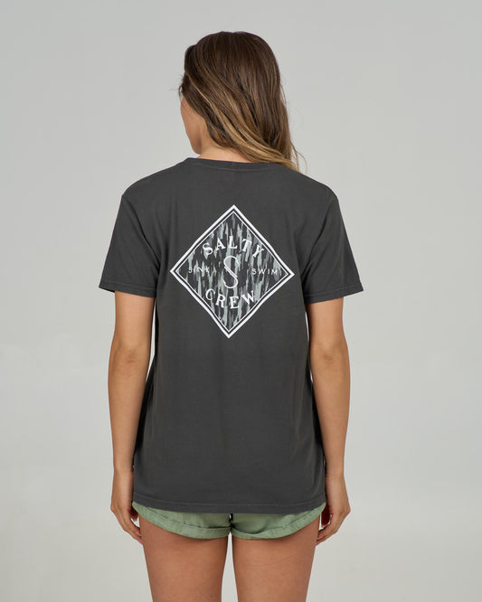 Back view of the Tippet Boyfriend Tee - Charcoal.