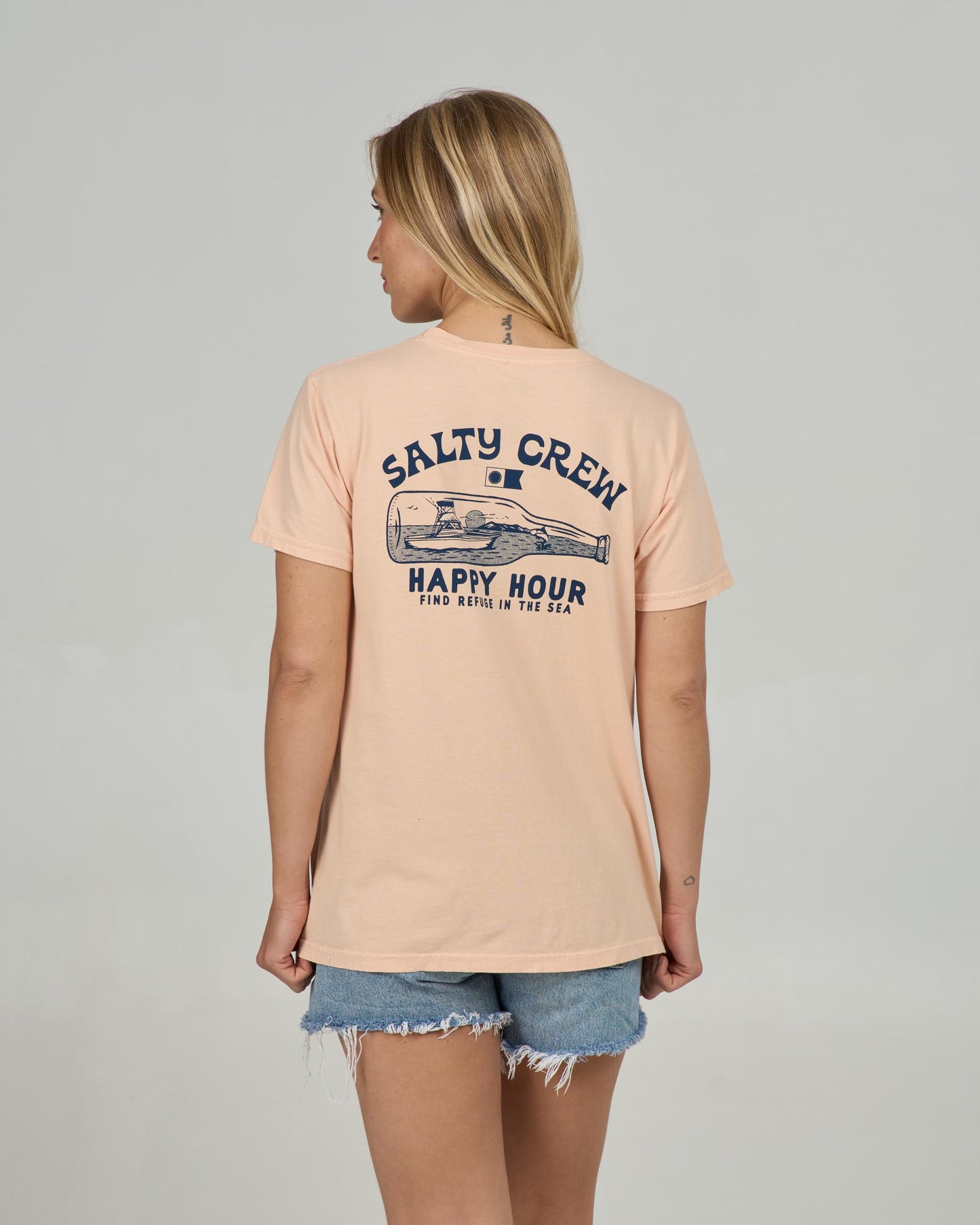 Back view of the Happy Hour B.F. Tee - Apricot.