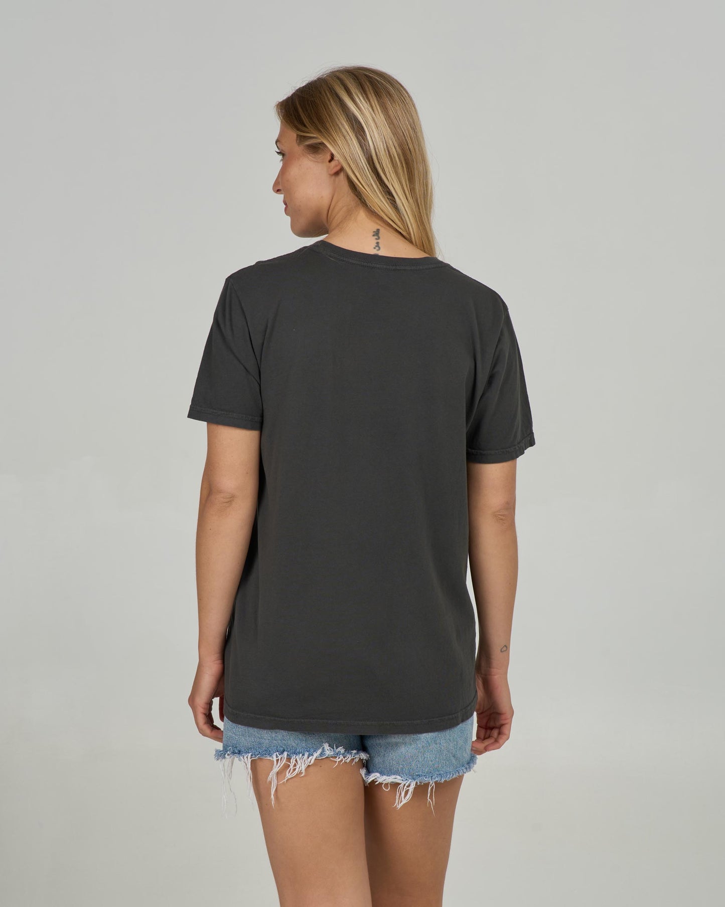 Back view of the Vacation Boyfriend Tee - Charcoal.