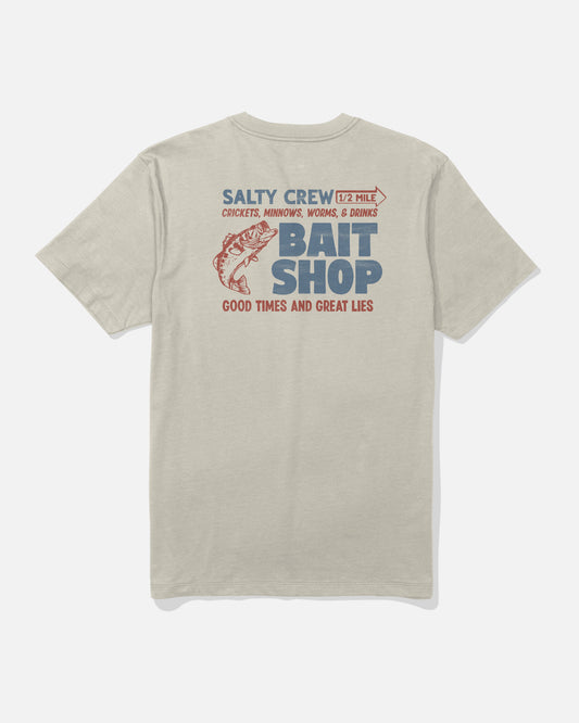 Studio image of the back view of the Bait Shop Tee - Bone.