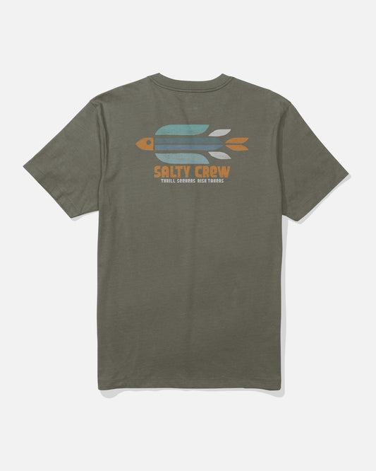 Back view of the Torpedo Tee - Dusty Olive.
