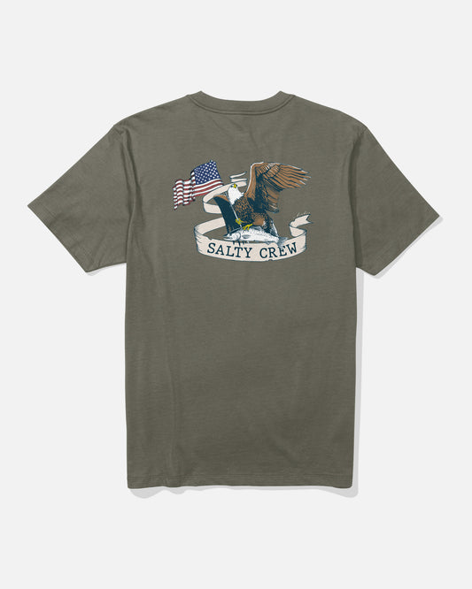 back view of America Eagle Tee - Dusty Olive