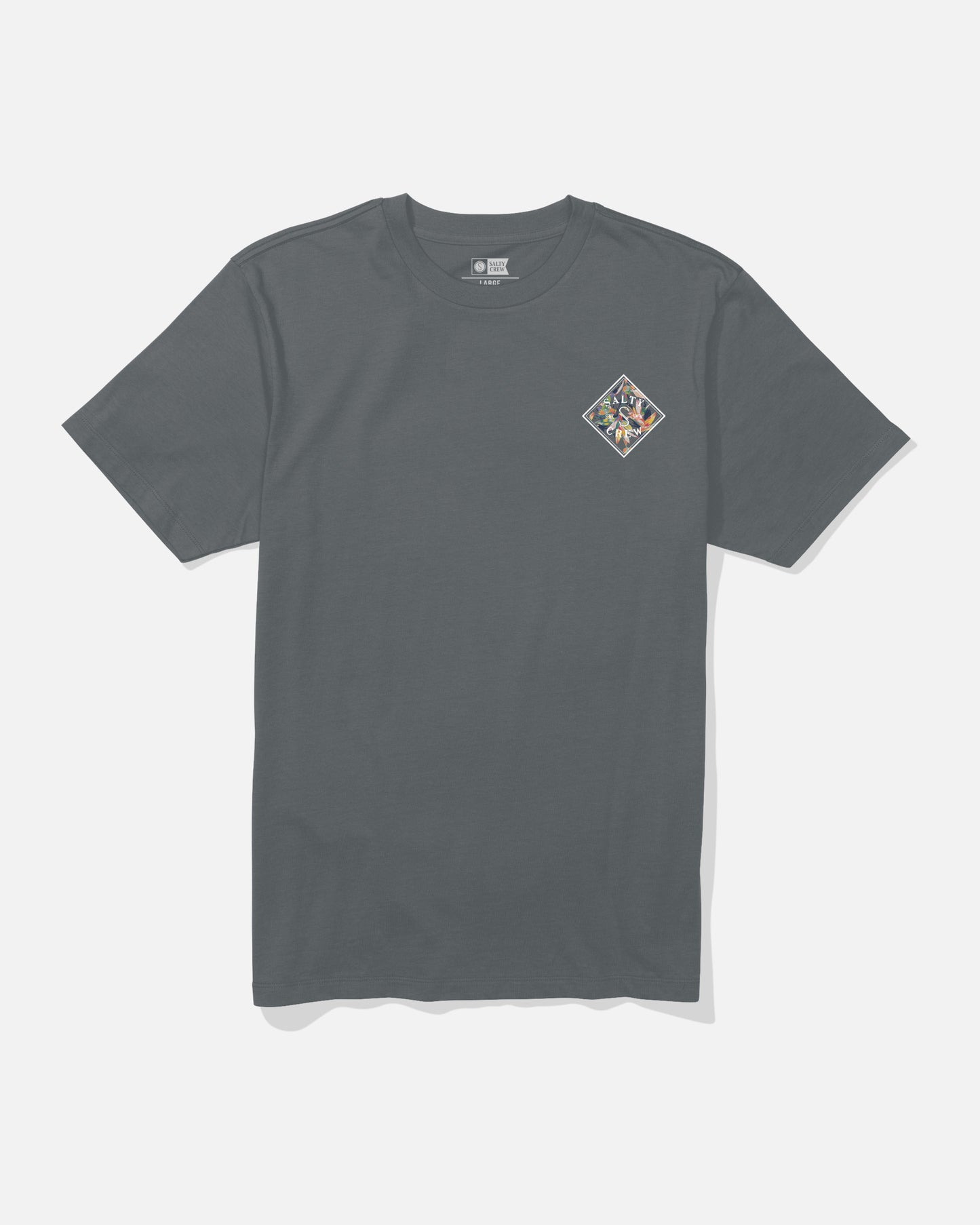 Front view of the Tippet Fill Tee - Charcoal.