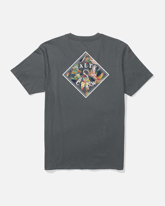 Back view of the Tippet Fill Tee - Charcoal.