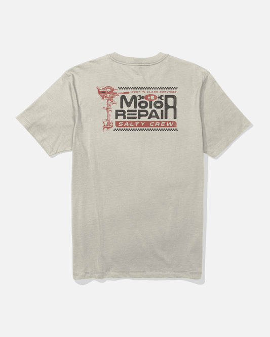 Back view of the Motor Repair Tee - Bone.