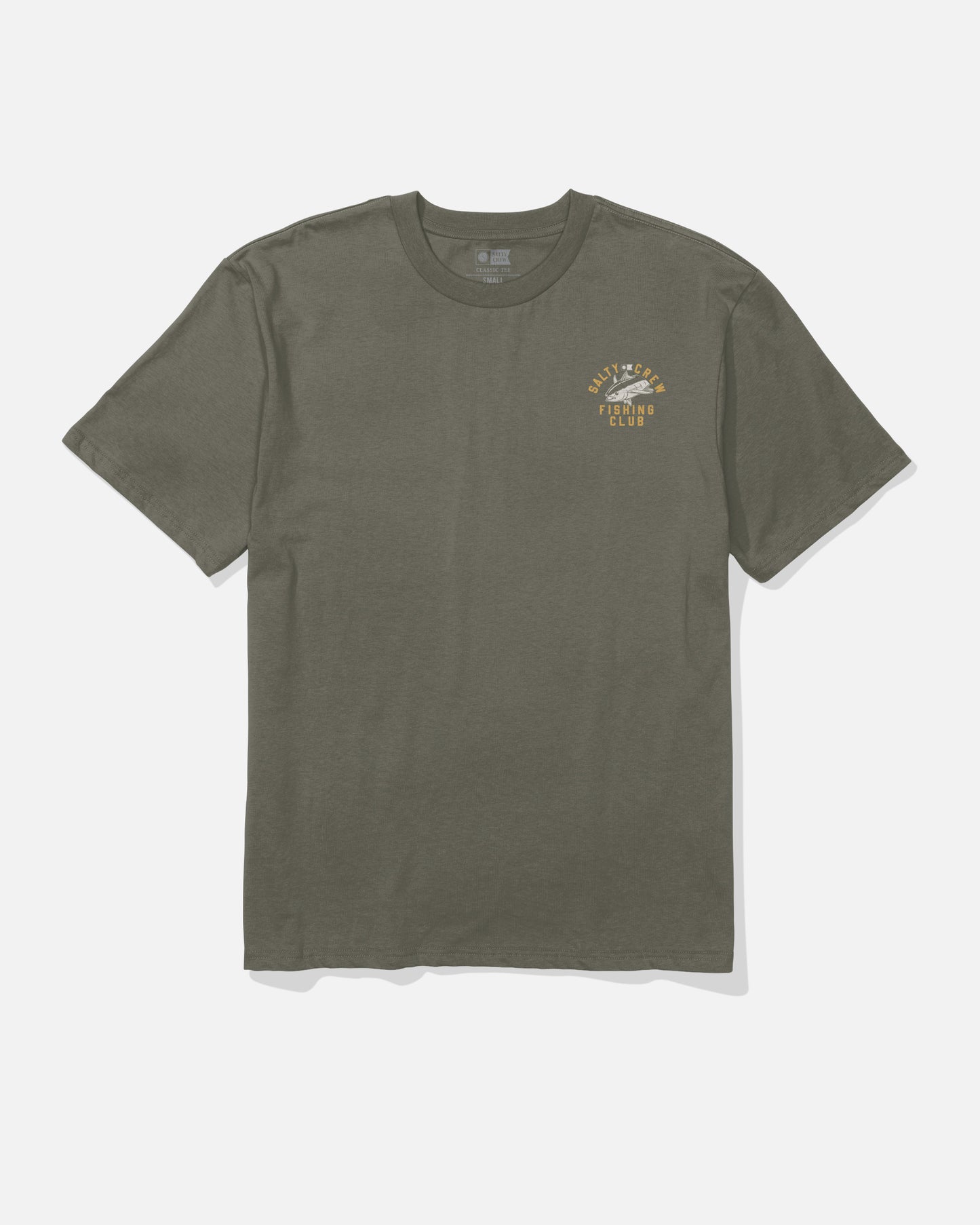 Front view of the Fish Club Classic Tee - Dusty Olive.