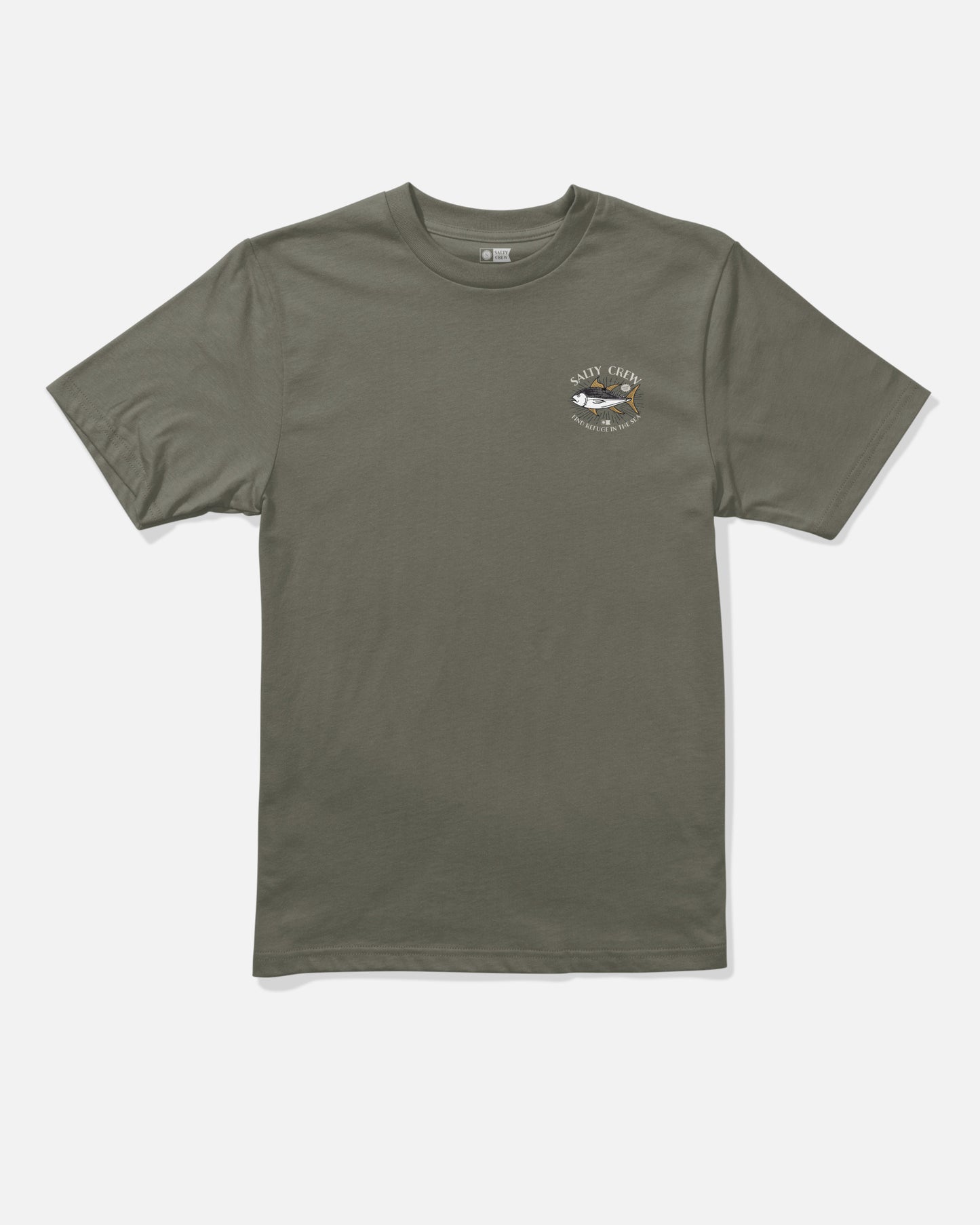 Front view of the Omakase Boys Tee - Dusty Olive.