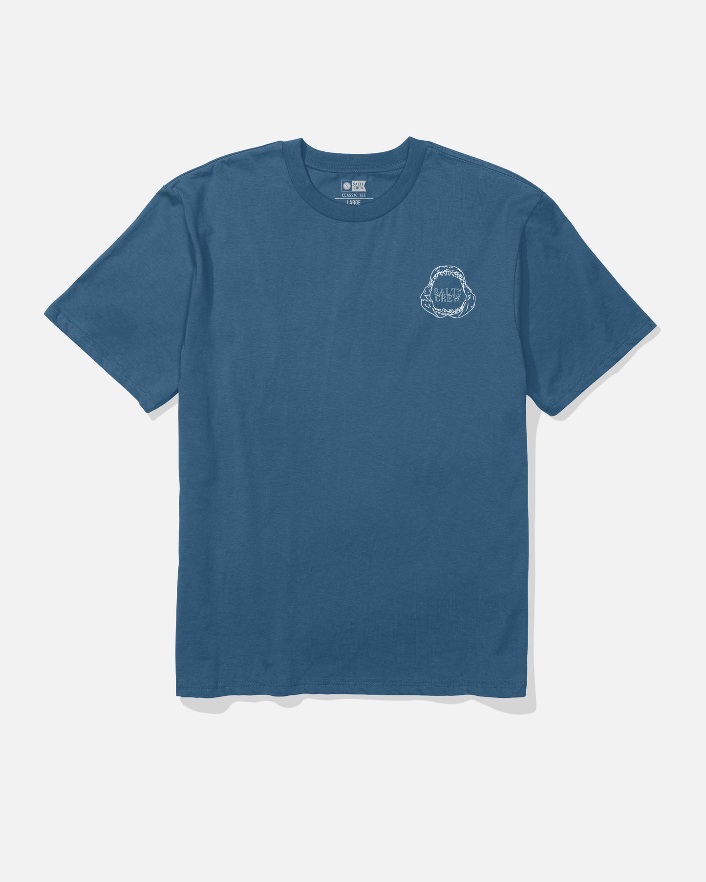 Front view of the Great White Classic Tee - Cast Blue.