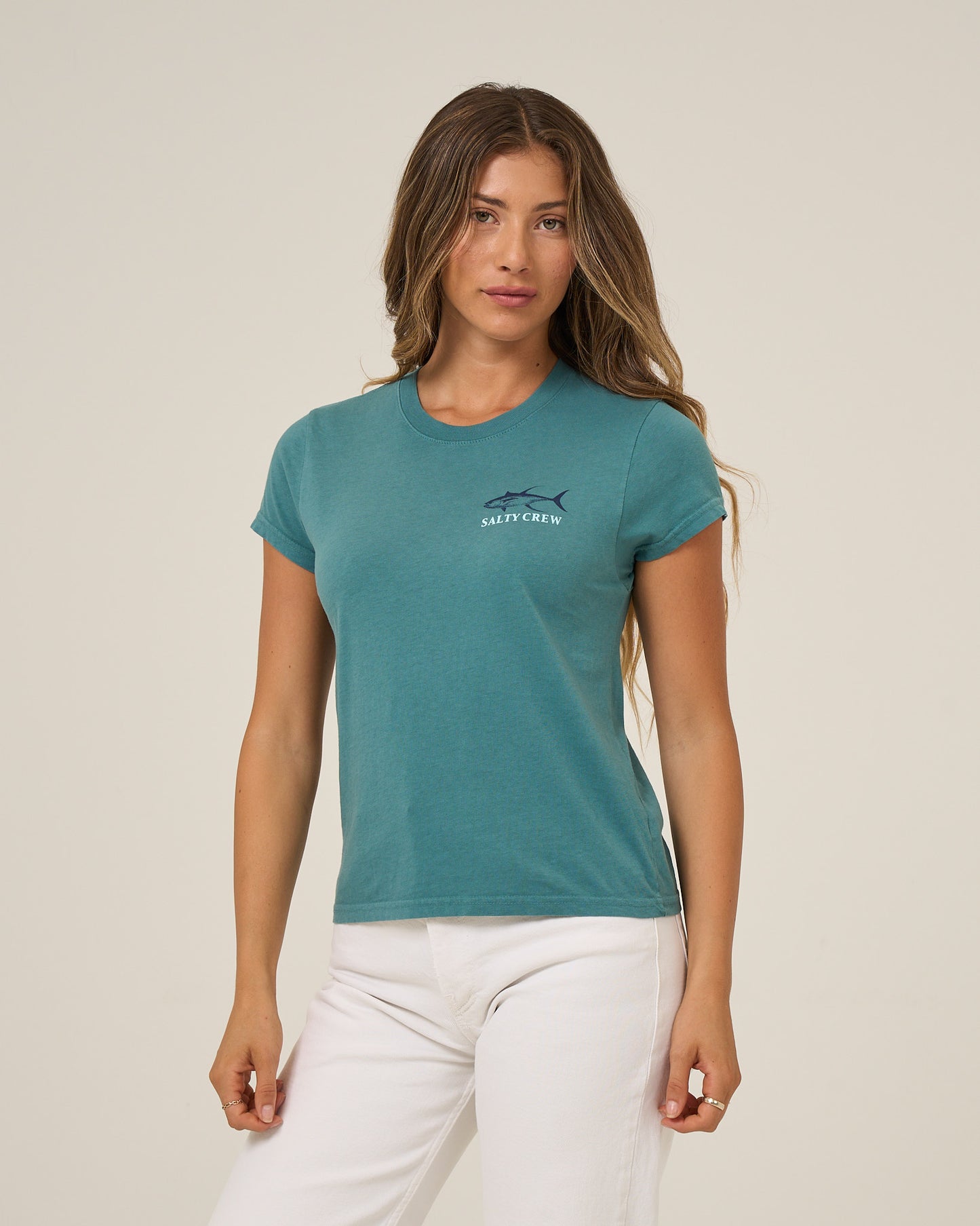 Front view of the Overlay Modern Tee - Teal.