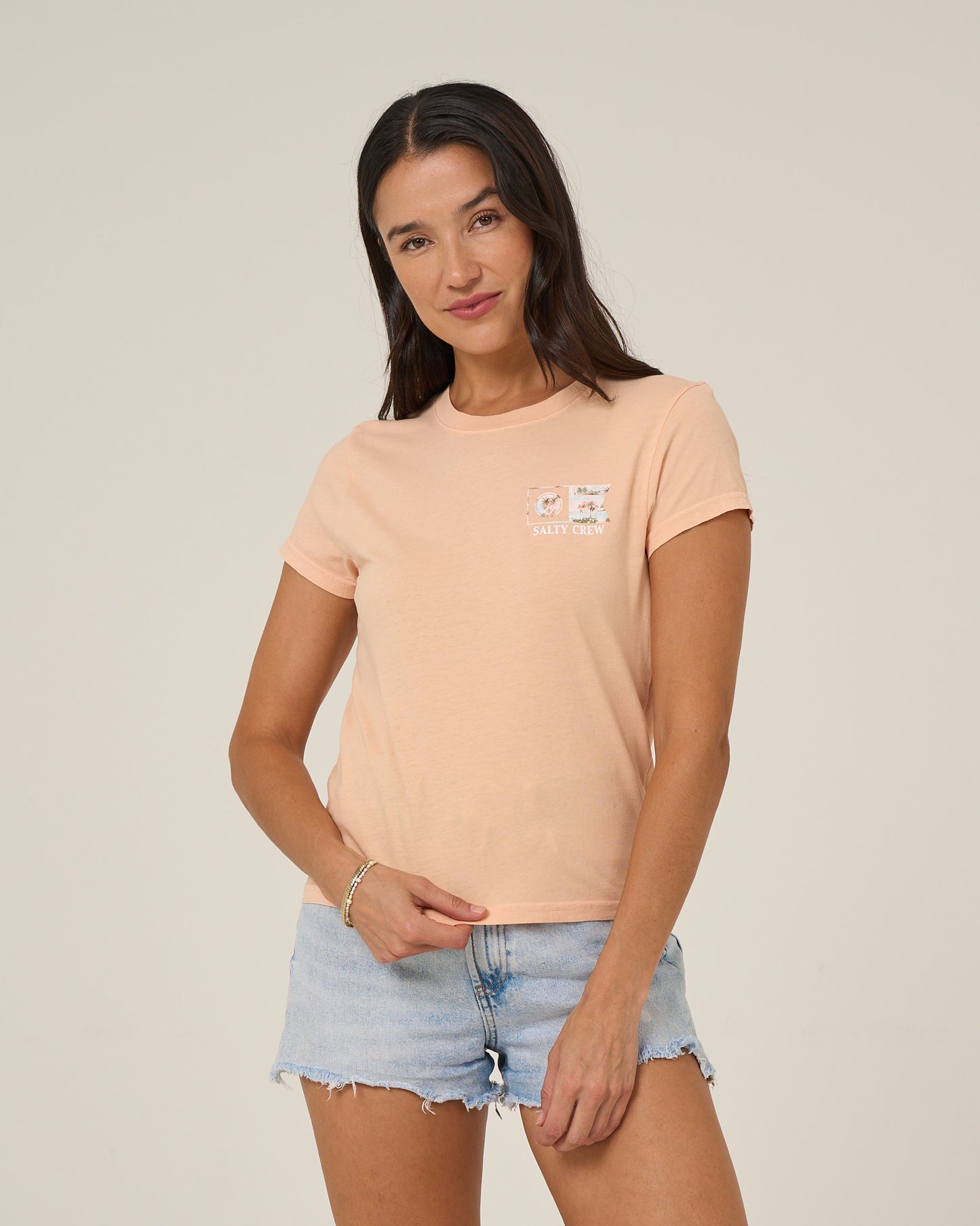 Front view of the Flagship Fill Modern Tee - Apricot.