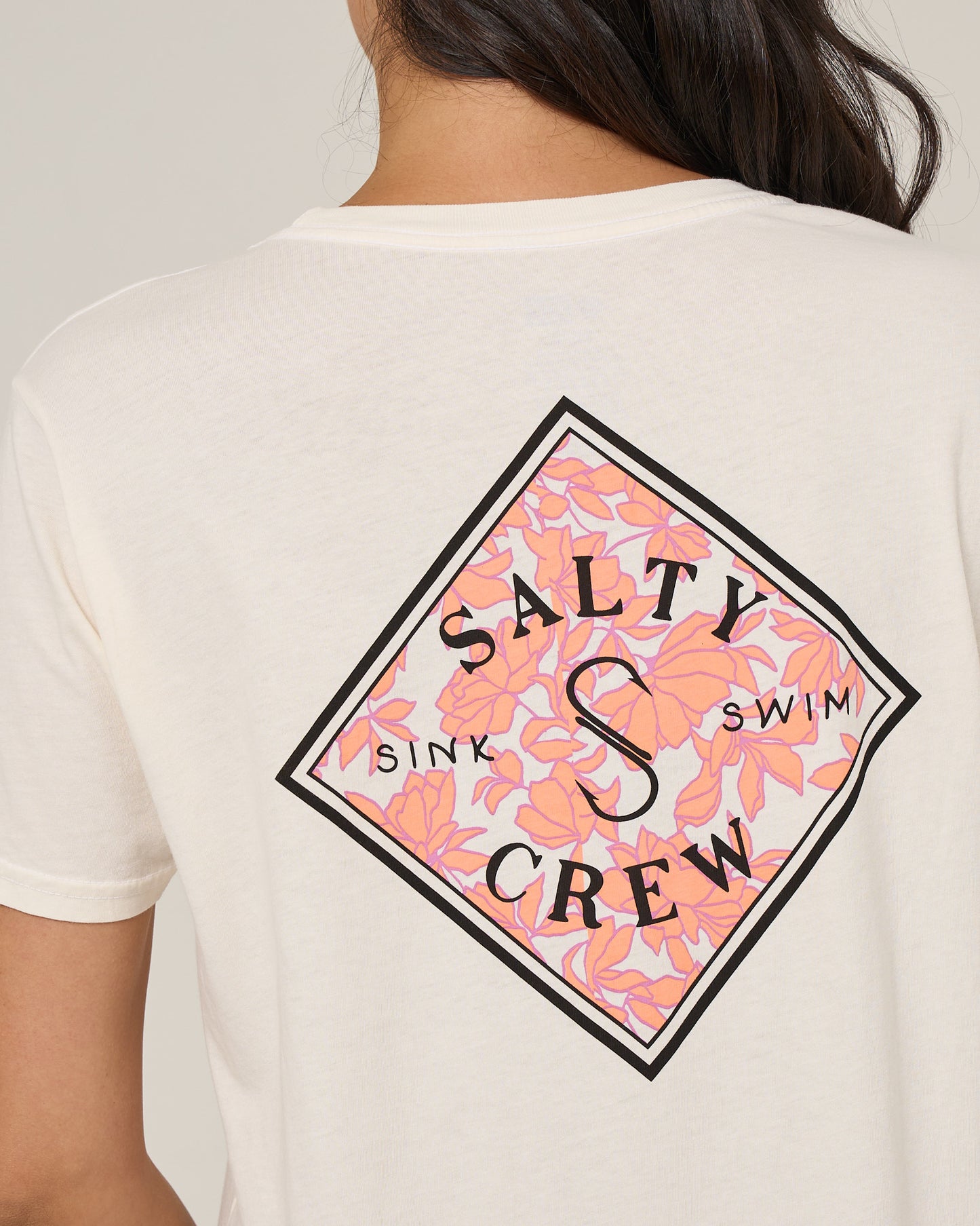 Close up back view of the Tippet Boyfriend Tee - Off White.