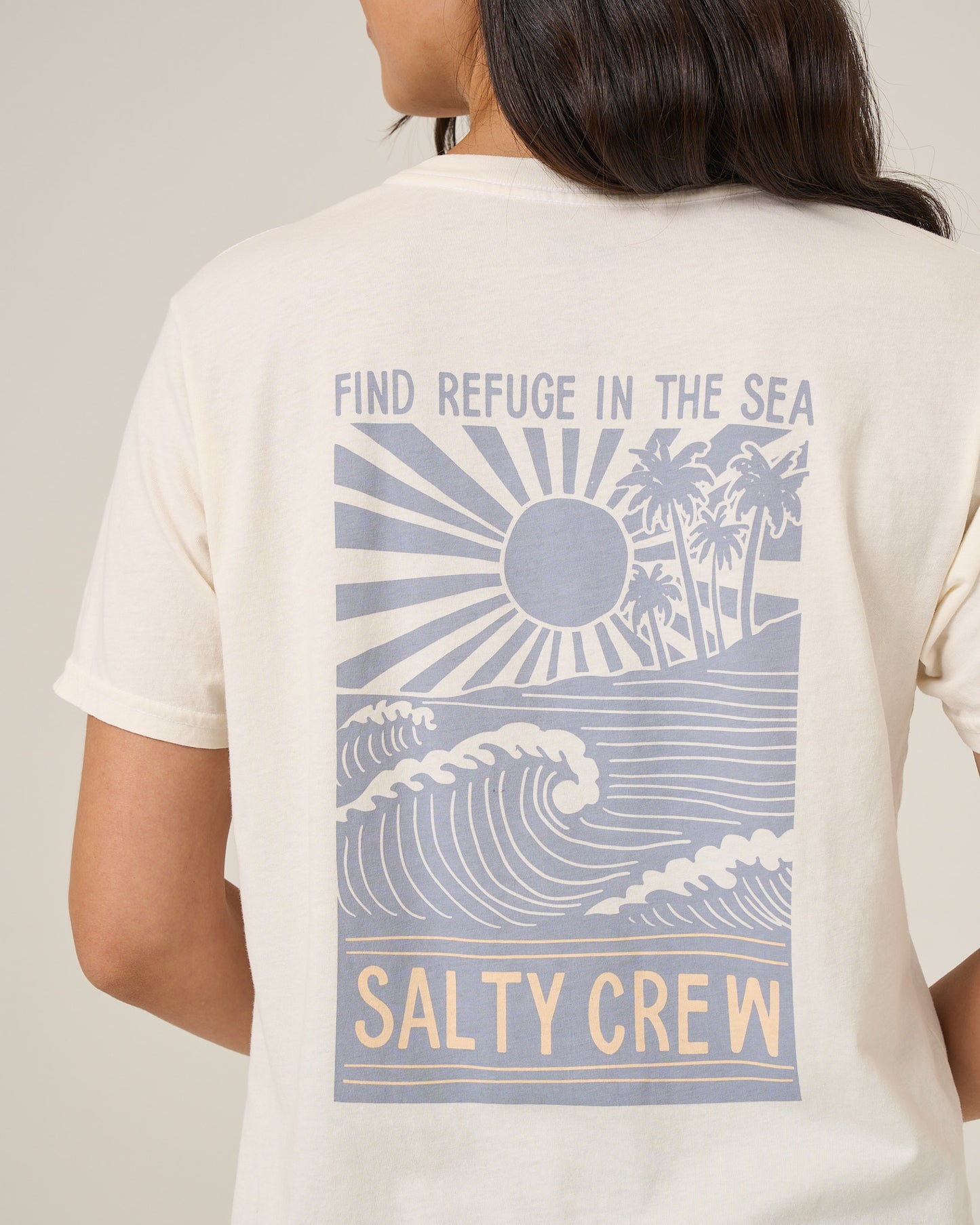 Back view of the Rise And Smile Boyfriend Tee - Off White.