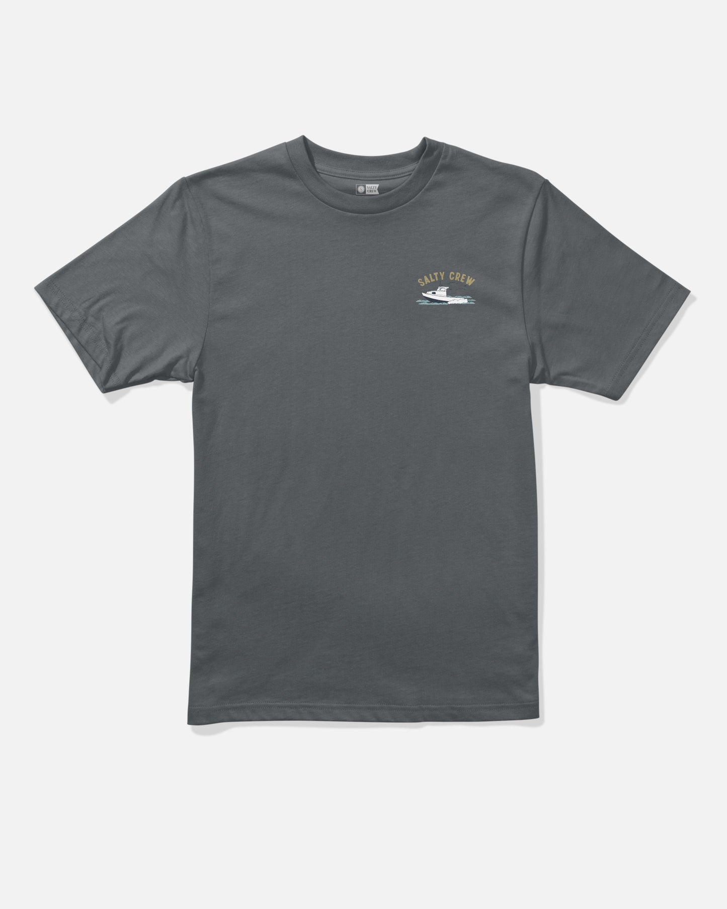 Front view of the Boat Repair Boys Tee - Charcoal.