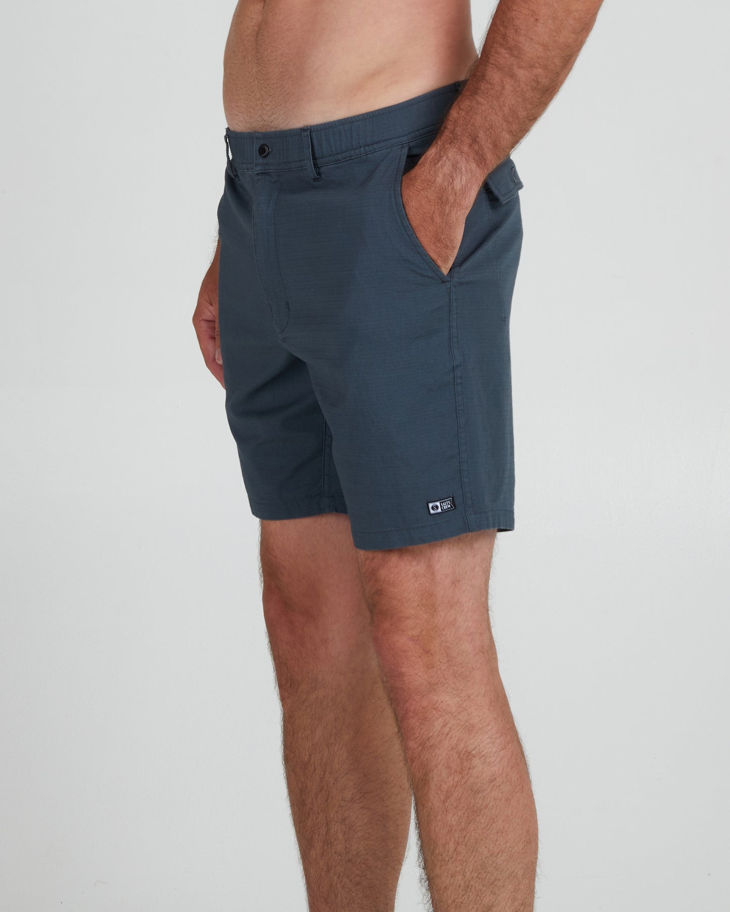 On body front angle of the Coastline Dark Slate Ripstop Short