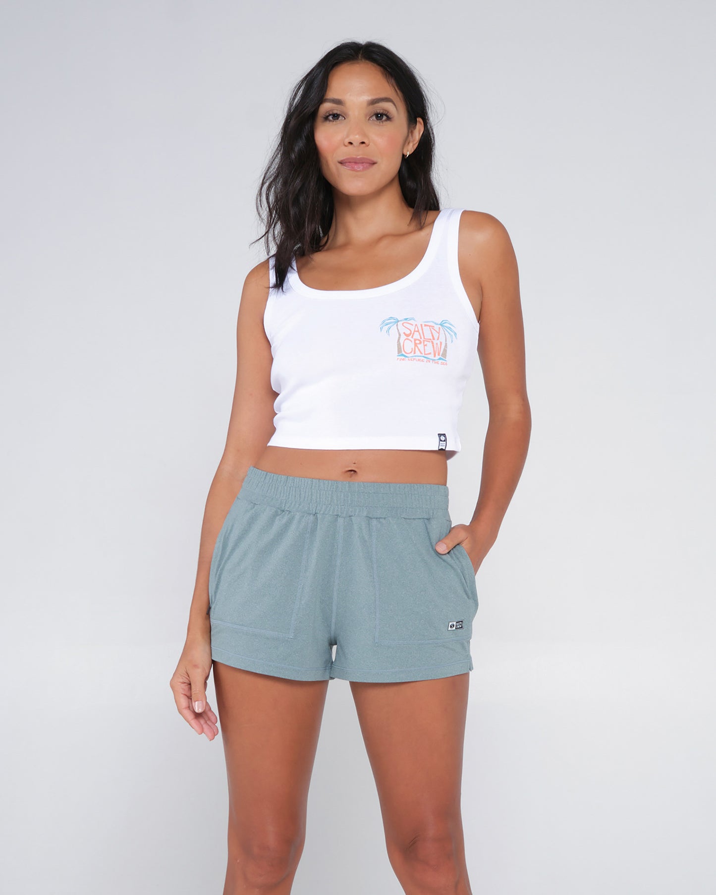 front full body view of Thrill Seekers Atlantic Green Short