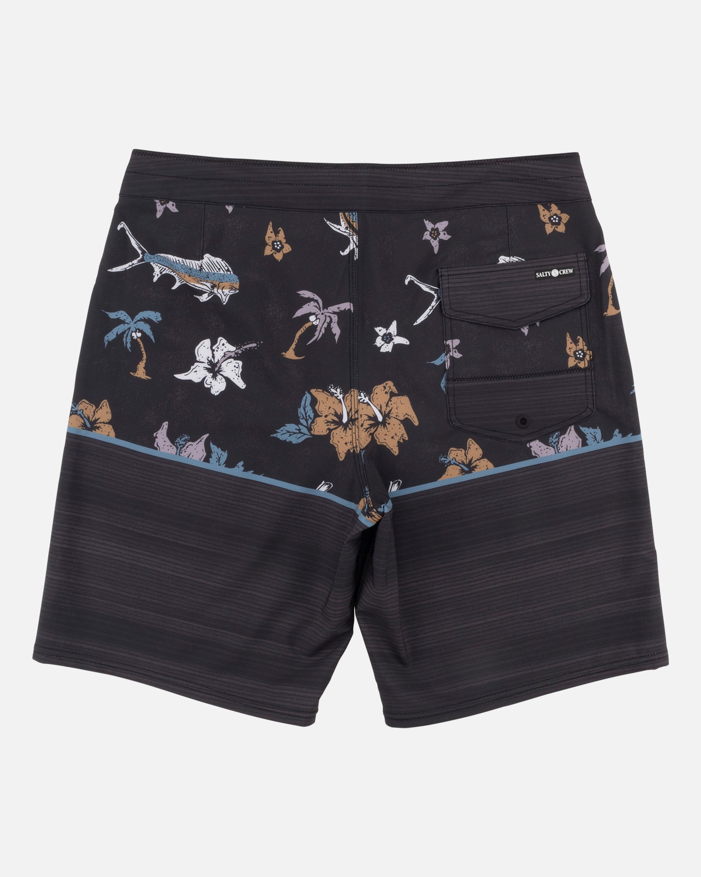 Off body back of the Tandem Black/Black Boardshort