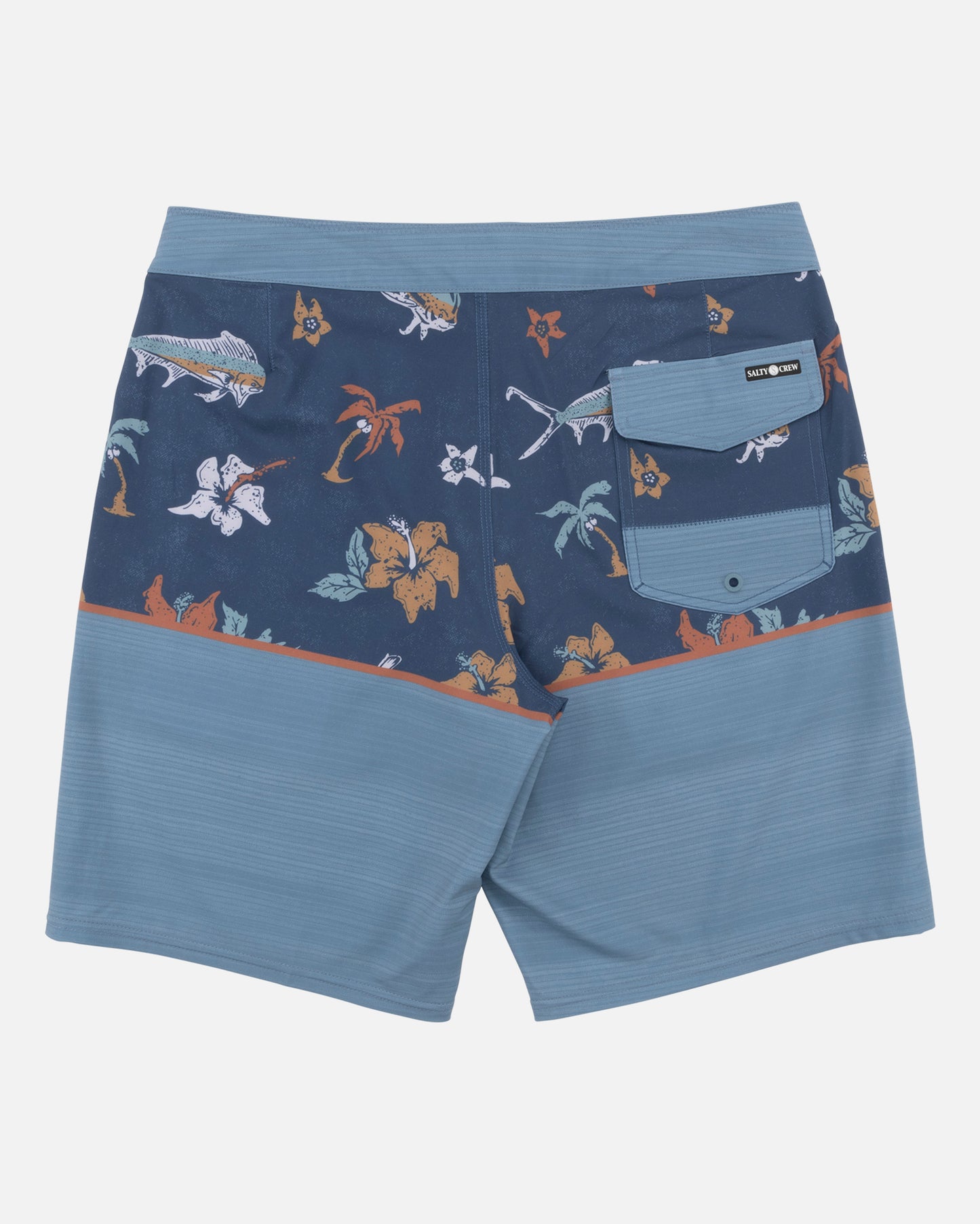 Off body back of the Tandem Denim/Slate Boardshort