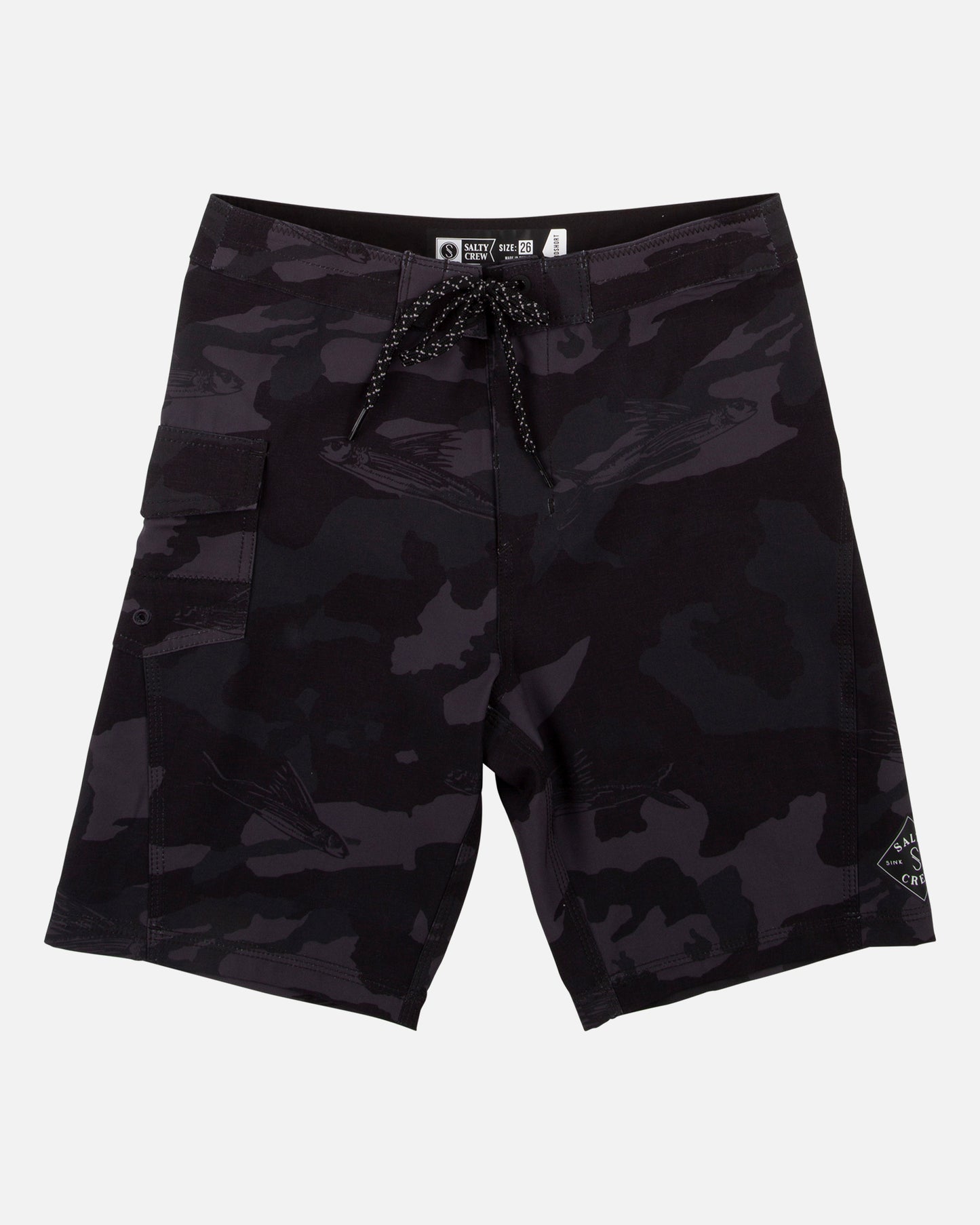 Lowtide Boys Black Camo Boardshort