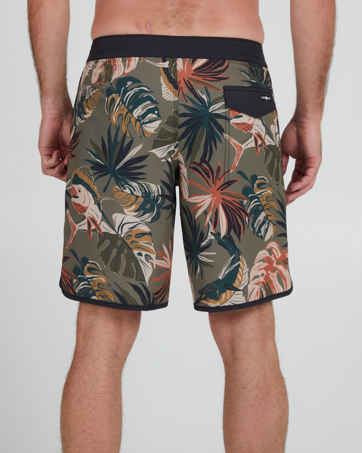 On body back of the Breaker Olive Boardshort