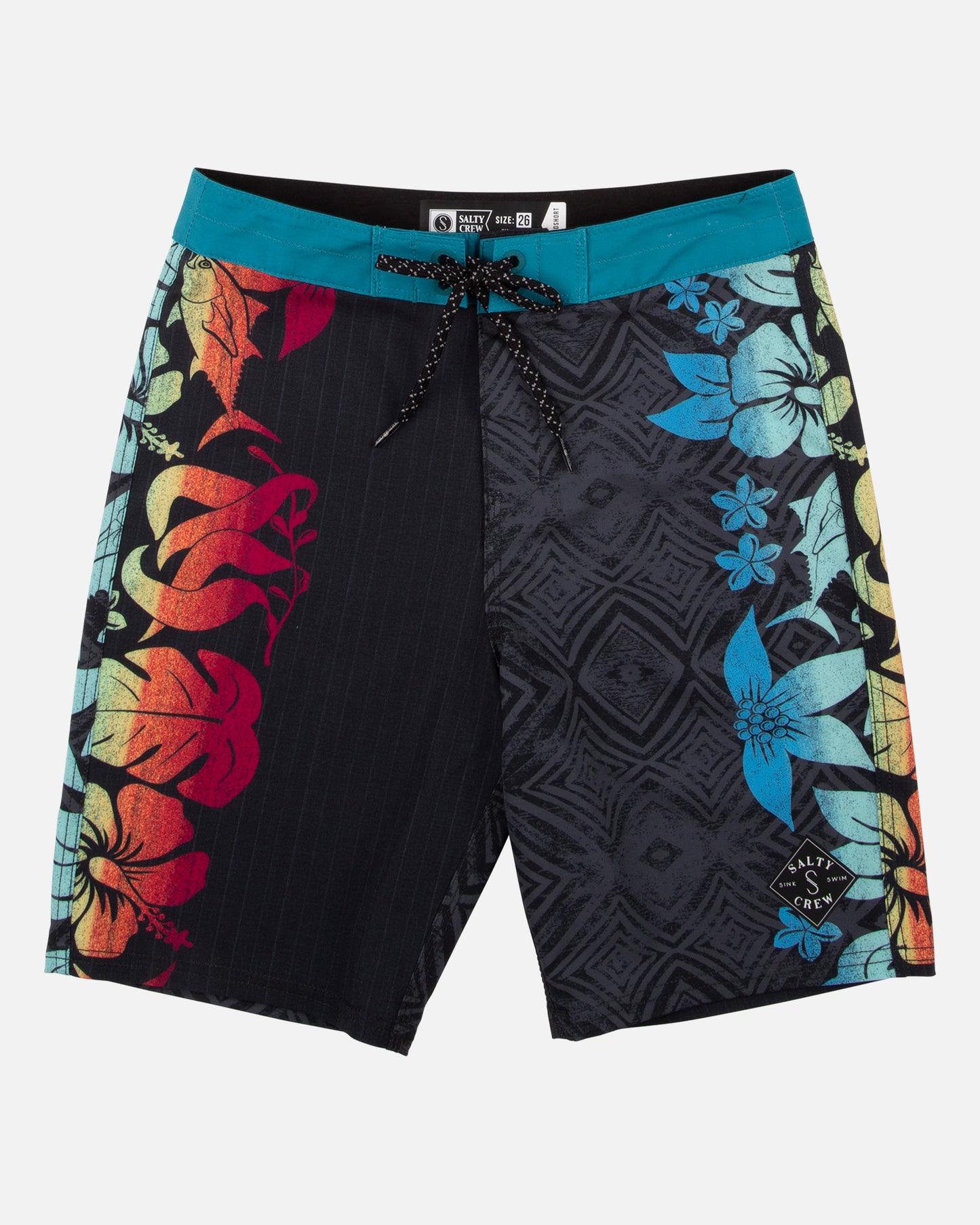Cedros Boys Black/Aqua Boardshort