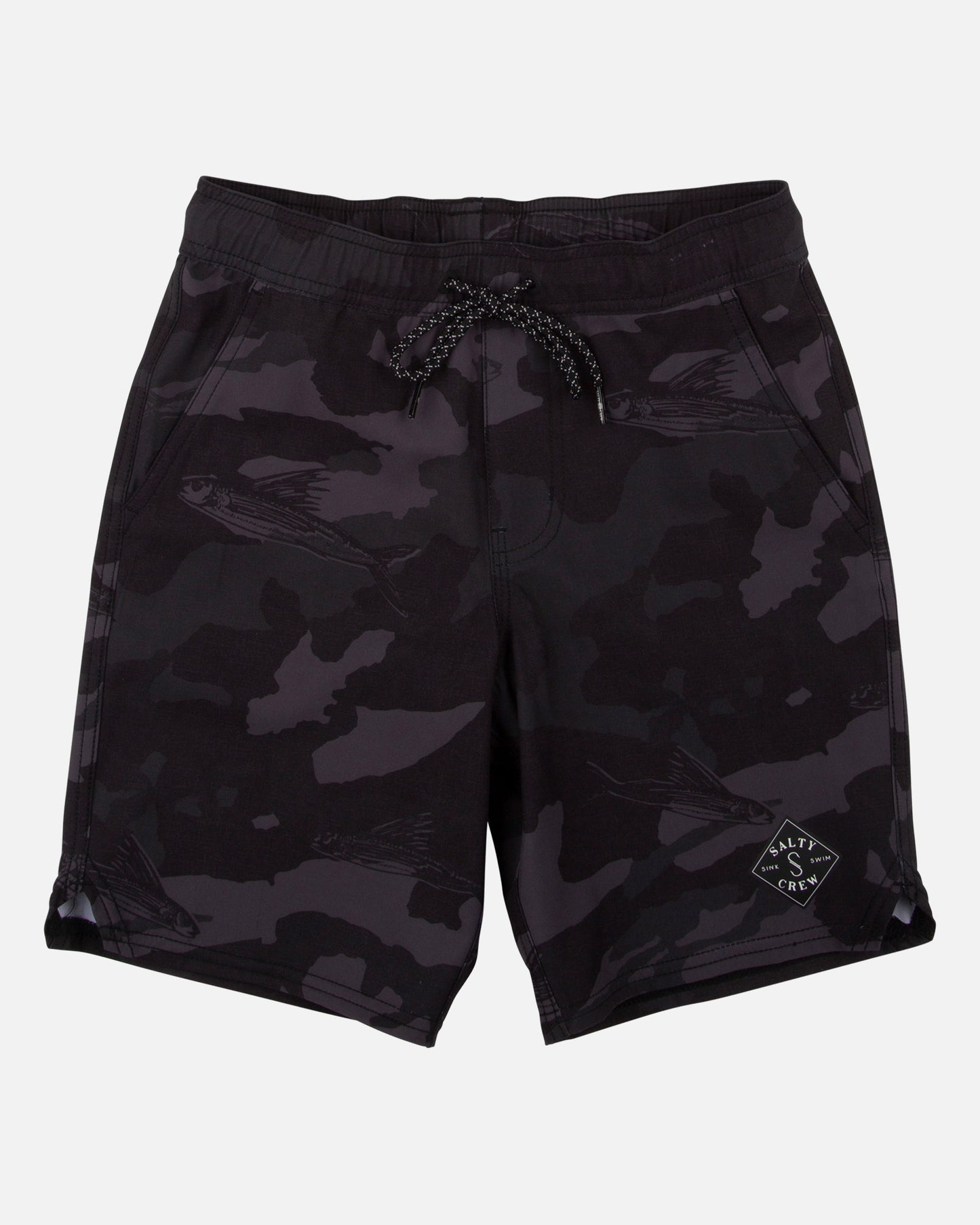 Lowtide Boys Black Camo Elastic Boardshort
